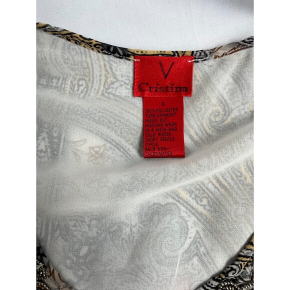 V Christina Y2K Embellished V Neck Paisley Mini Dress Sze S Chiffon Witchy Gypsy - Picture 6 of 10